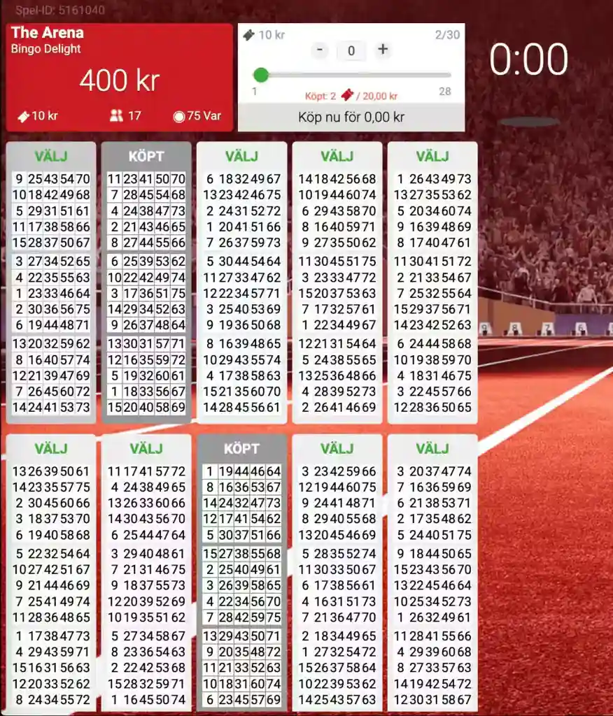 Bekräfta köpet av bingobrickor