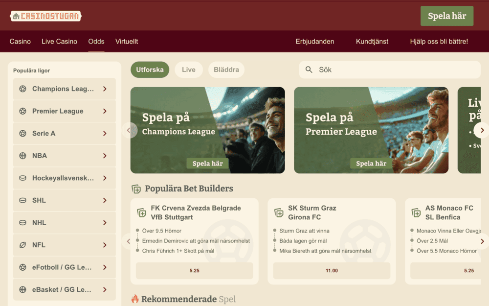 Casinostugan betting