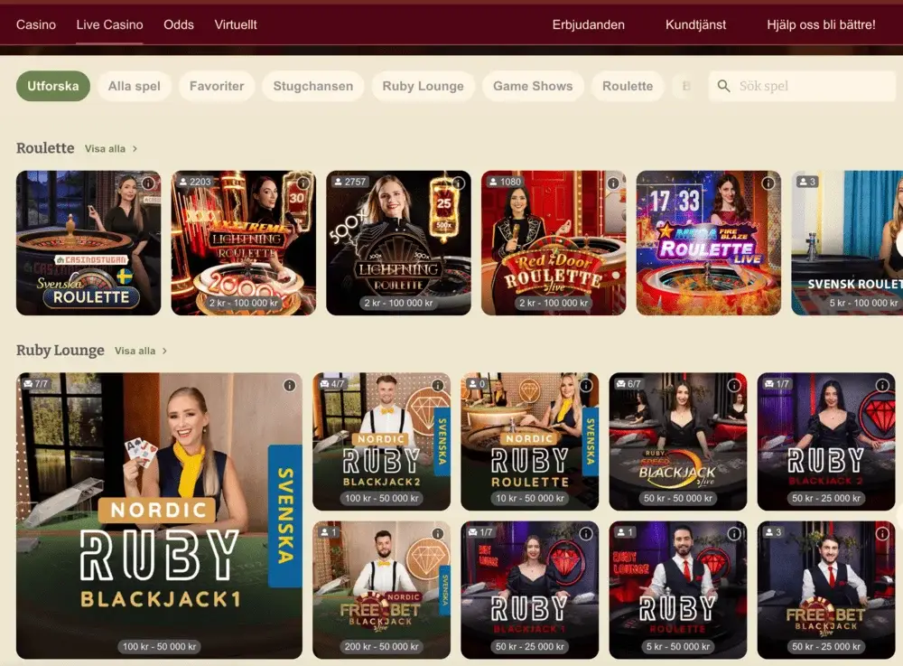 Casinostugan live casino