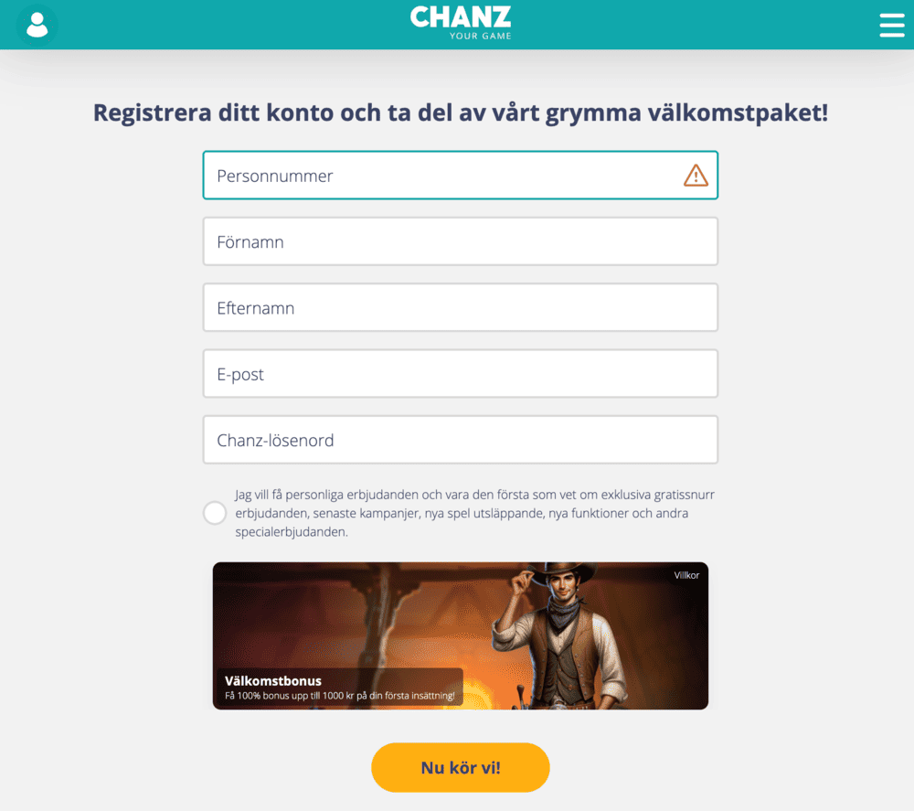 Chanz registrering