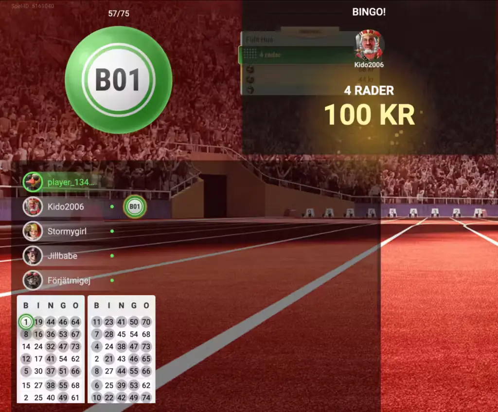 Vinst på fjärde raden