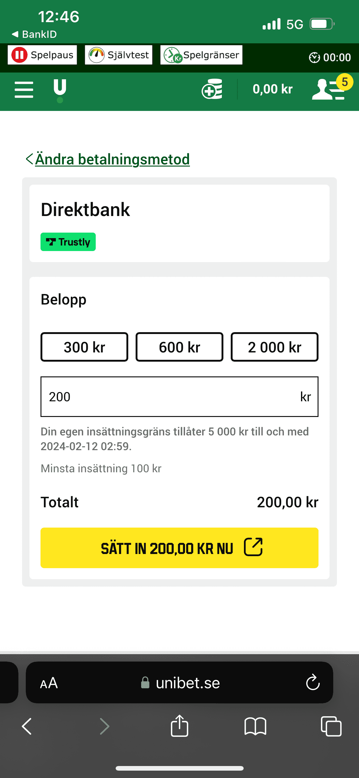 Välj belopp att sätta in image