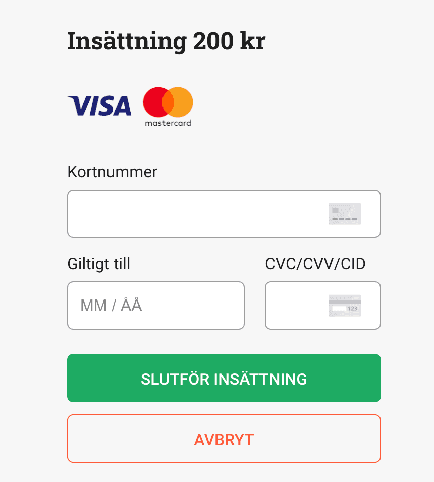 Fyll i kortuppgifter