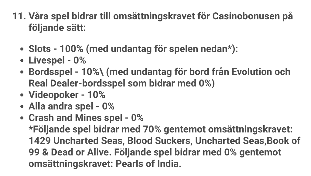 LeoVegas bonusvillkor casinospel