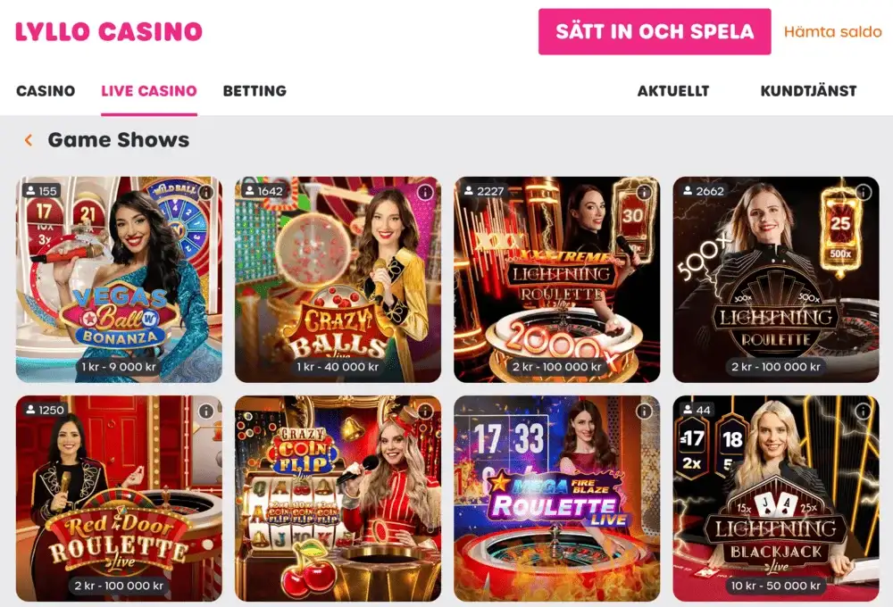 Lyllo live casino