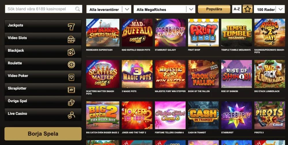 Slots hos Megariches