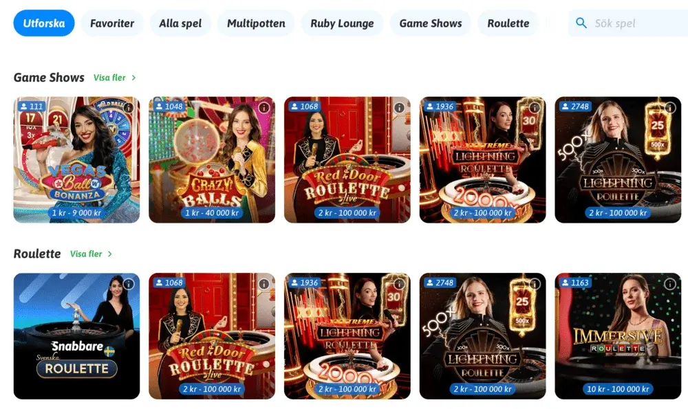 Snabbare live casino