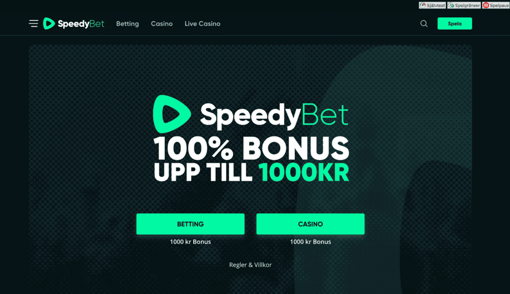 Speedybet startsida