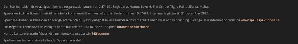 Information om Storspelares licens