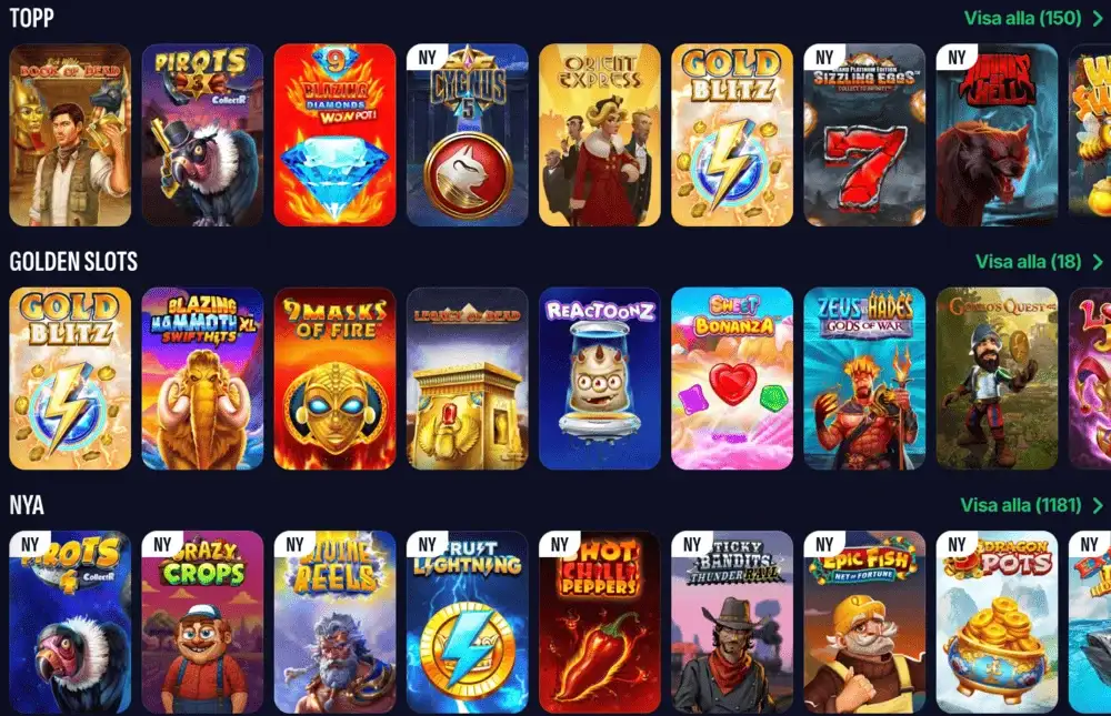 Swiper Casino spelutbud