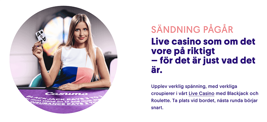 Upplev verklig spänning i Casumos livecasino