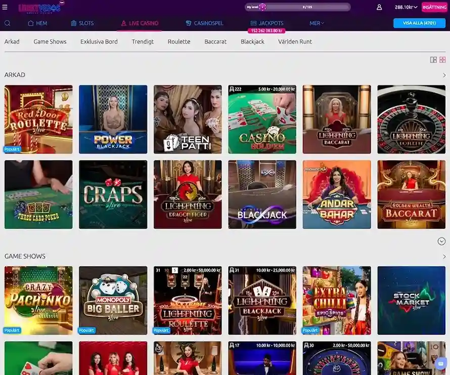 Lucky Vegas live casino spel