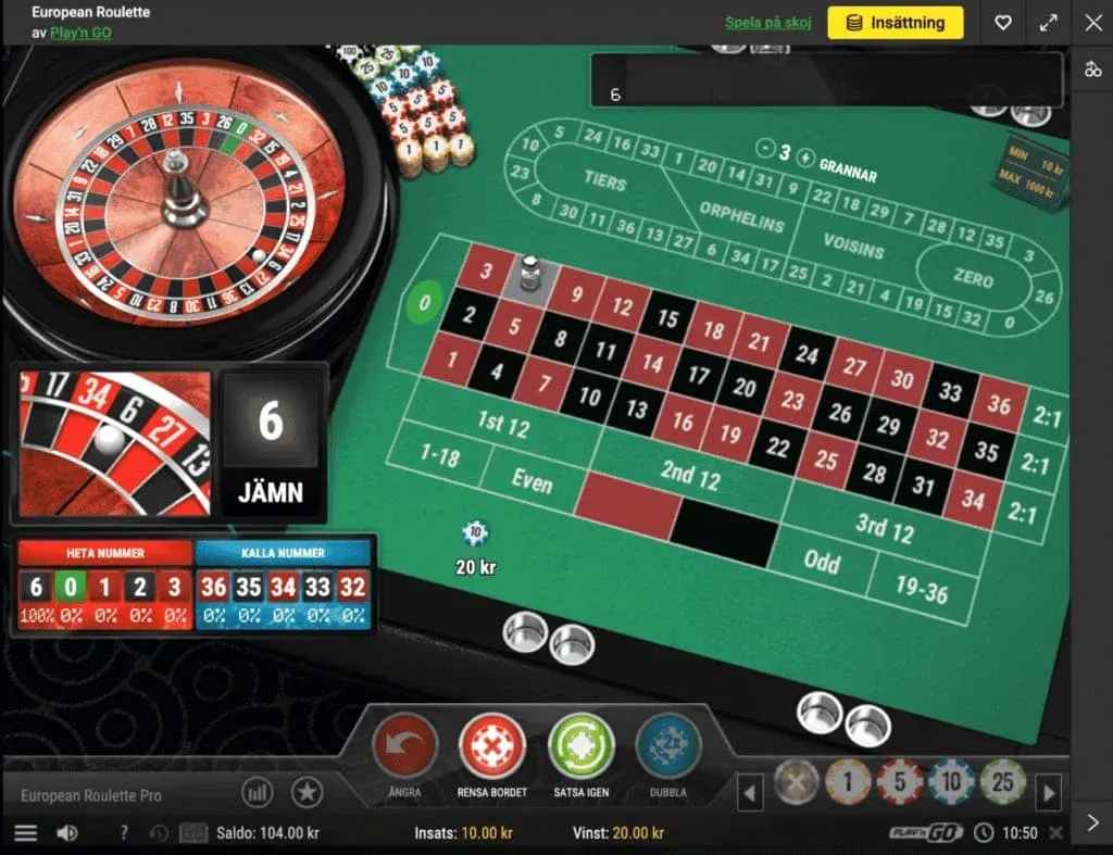 vinstutbetalning i roulette