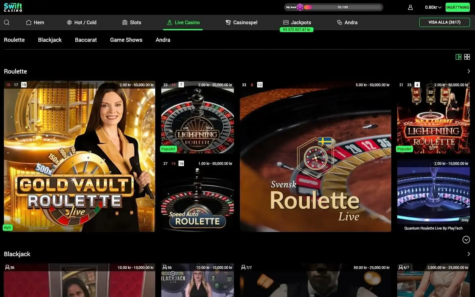 Swift Casino spellobby