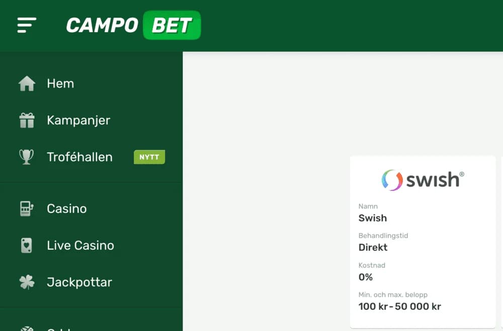 Campobet har lanserat Swish