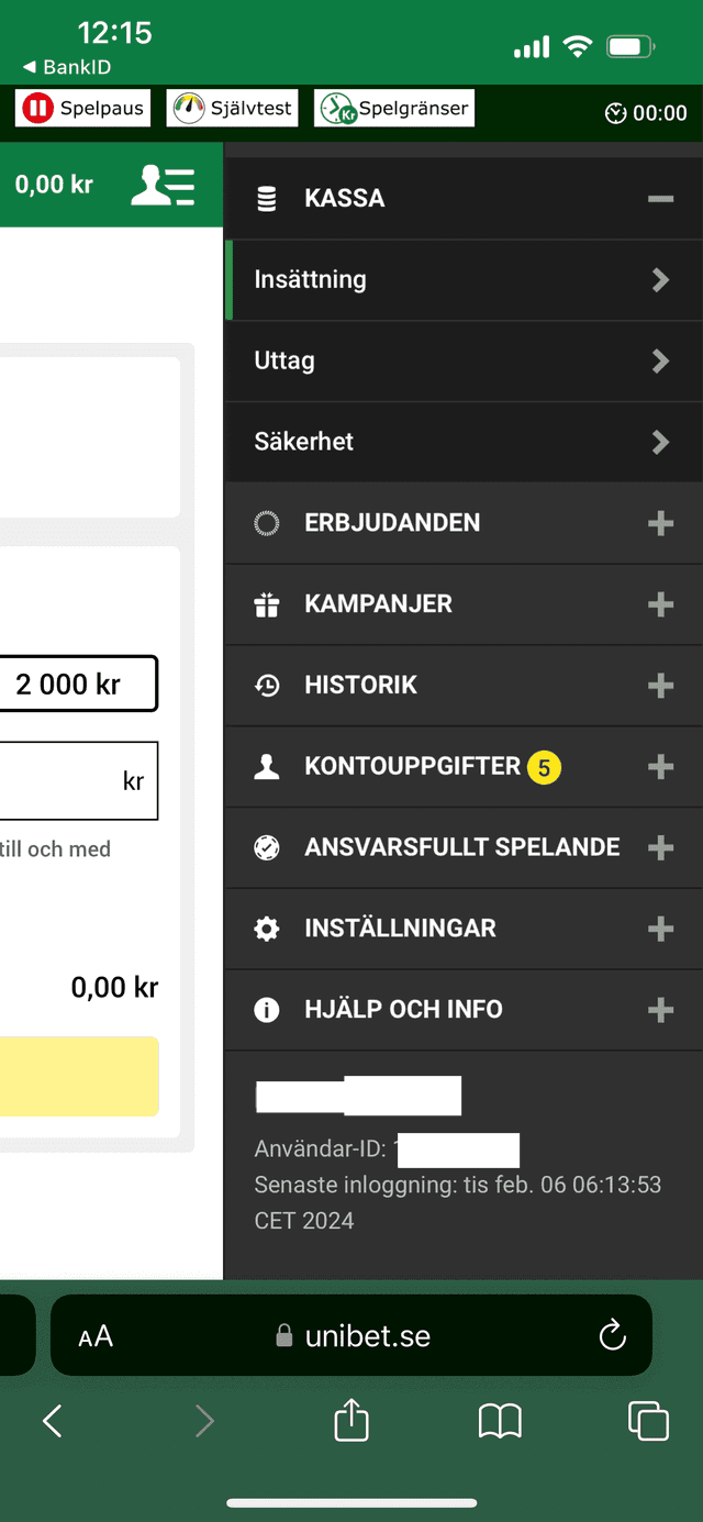 Klicka på insättningsknappen