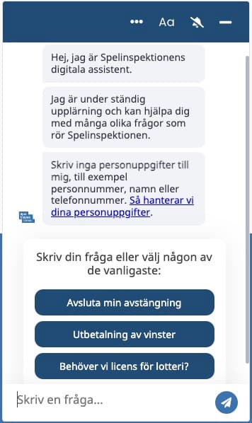 Nu kan man chatta med Spelinspektionens digitala assistent