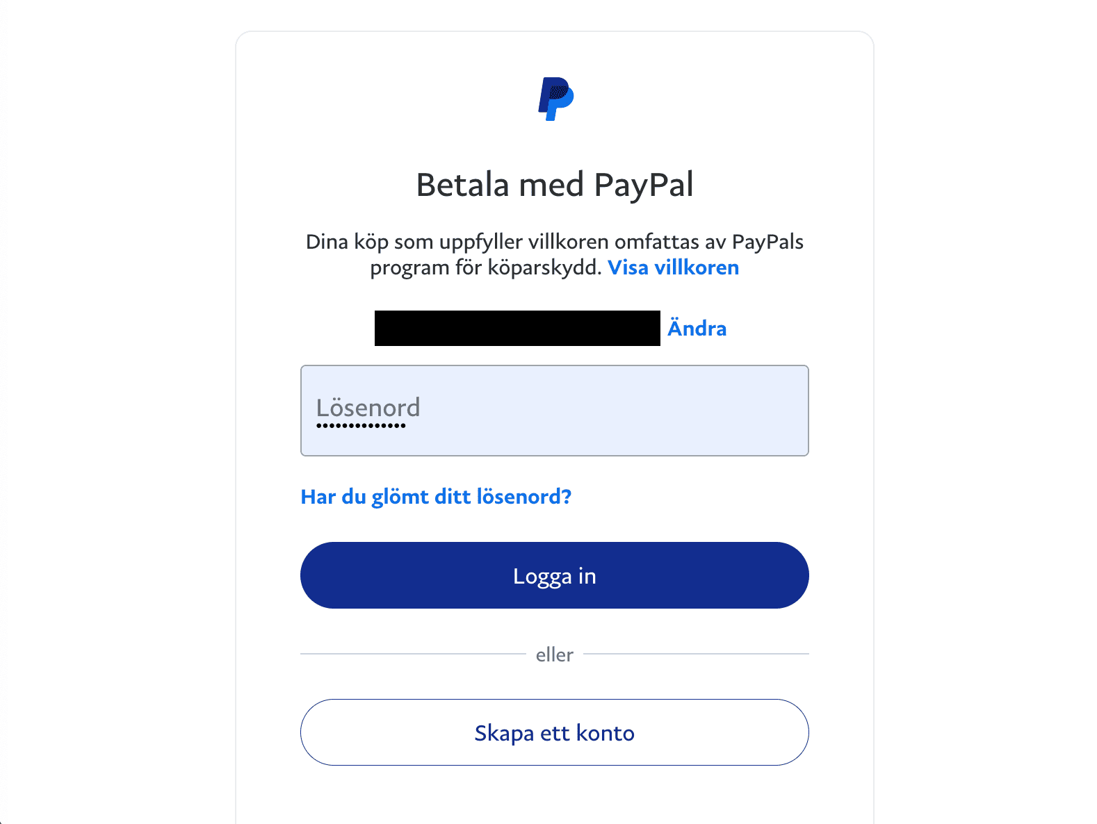 Logga in på PayPal