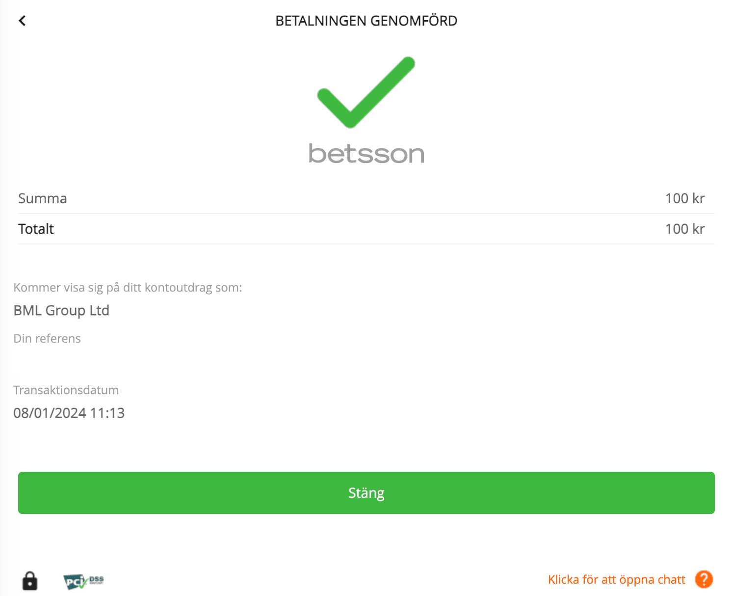 4. Insättningen är klar