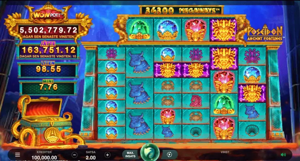 Ancient Fortunes Poseidon WowPot Megaways spelplan