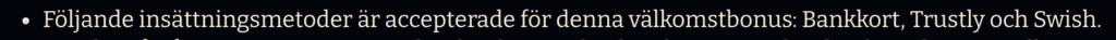 Betalmetoder som man kan få bonusen med