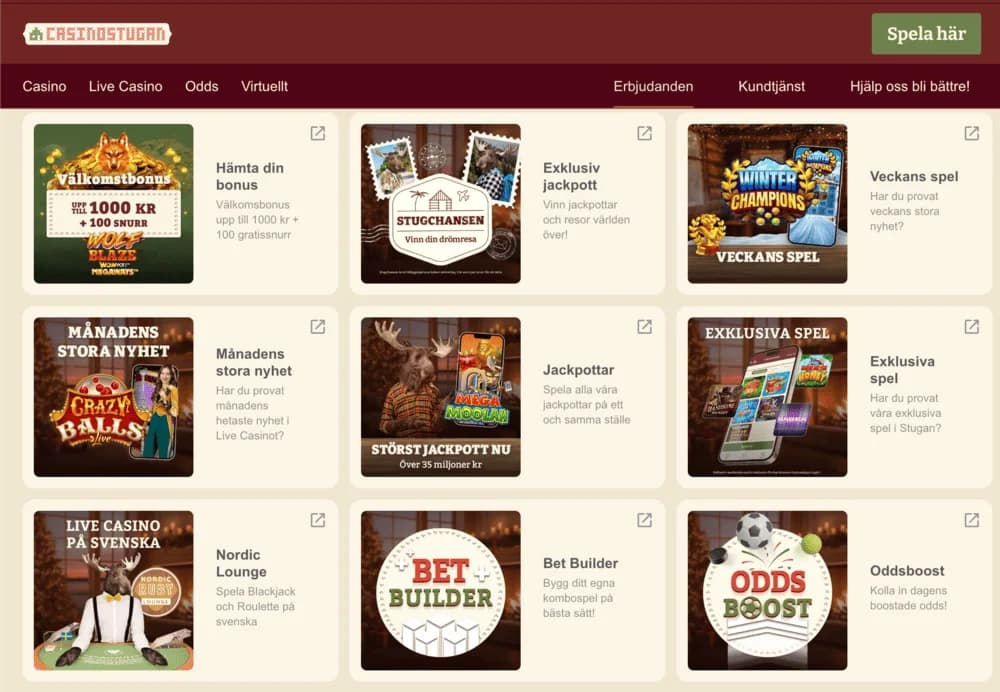 Casinostugan bonusar