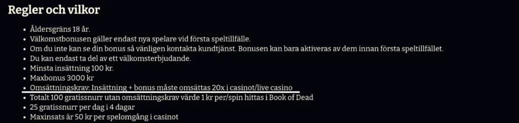 Casinostugan regler omsättningskrav