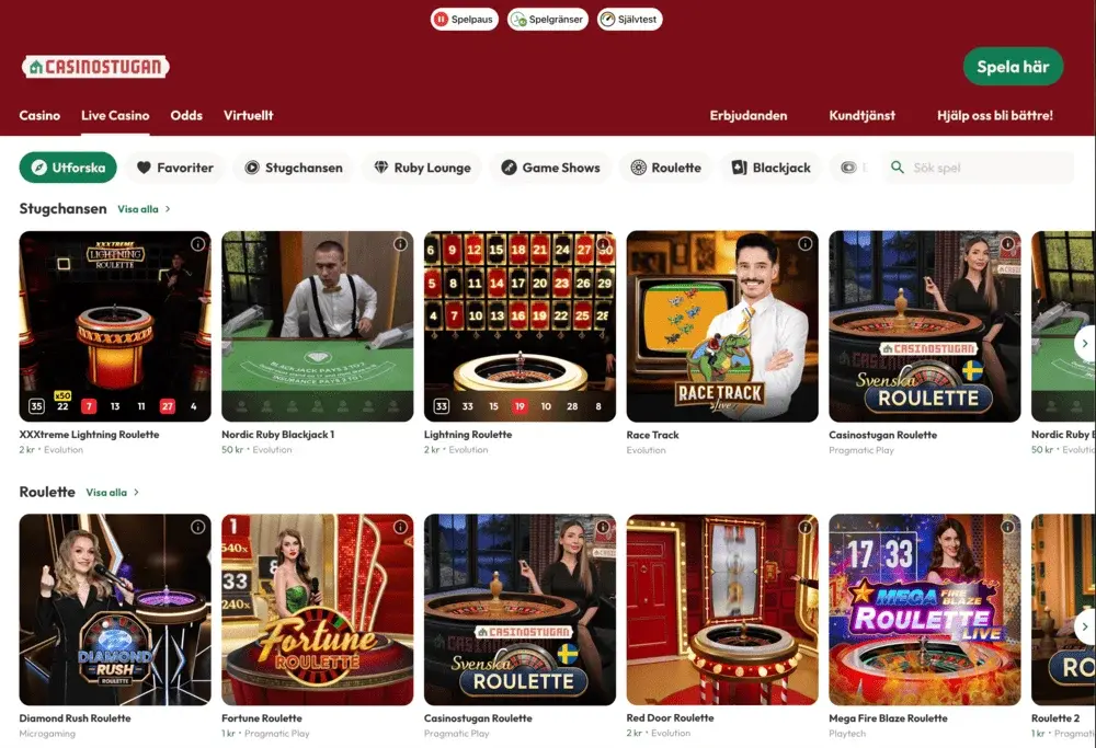 Casinostugans nya design för live casino