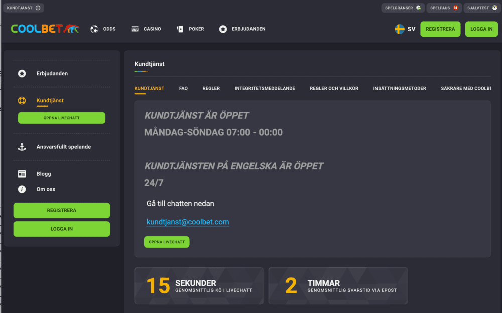 Coolbet kundtjänst