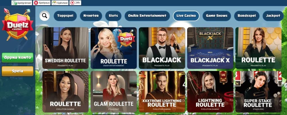 Duelz live casino