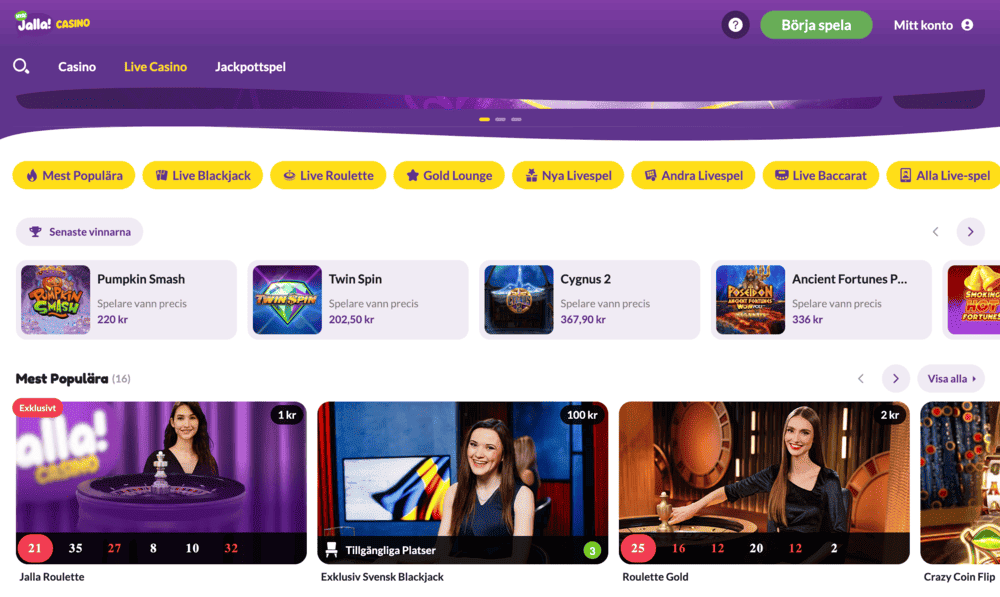Jalla Casino live casino