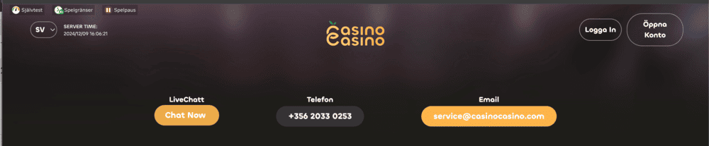 Kundservice casinocasino