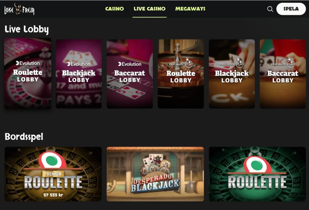 Lokefreja live casino