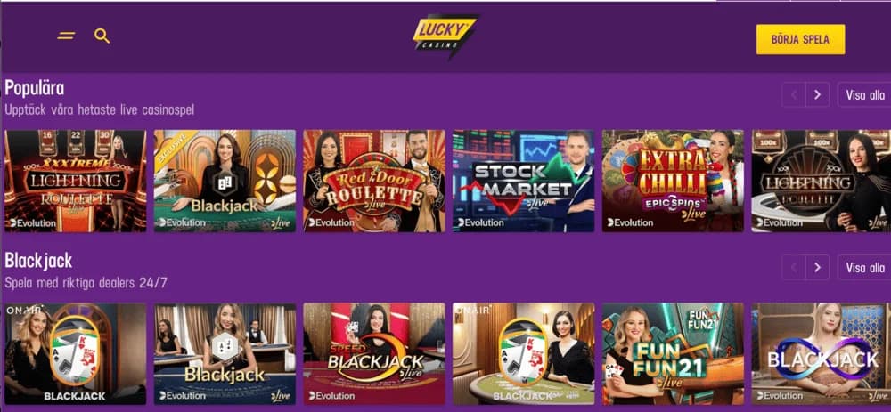 Lucky Casino live casino
