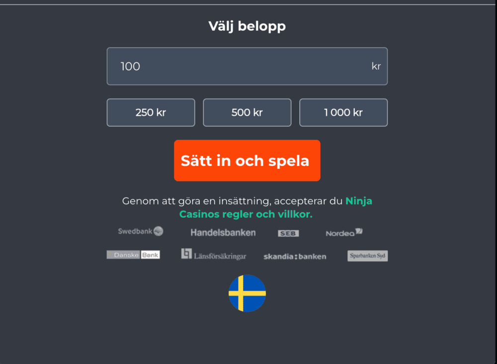 Ninja casino registrering