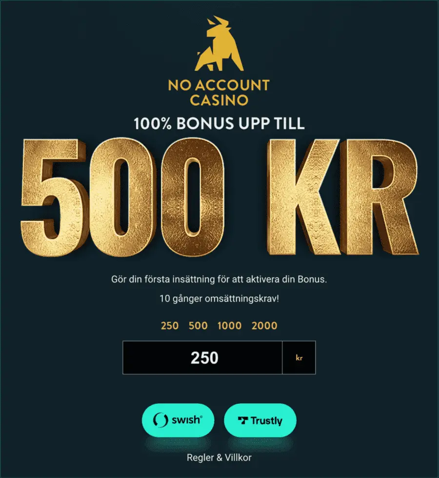 No Account Casino bonusvillkor