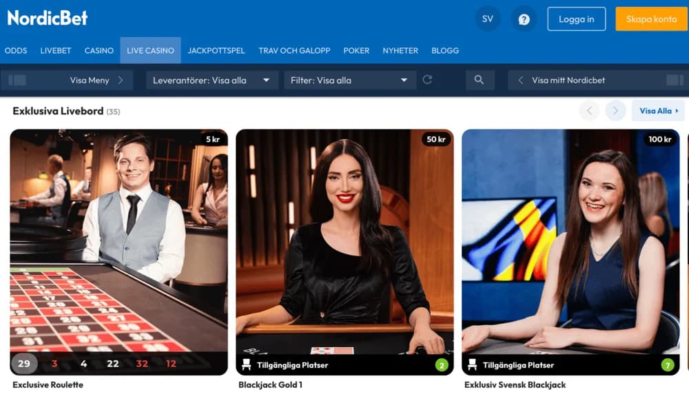 Nordicbet live casino