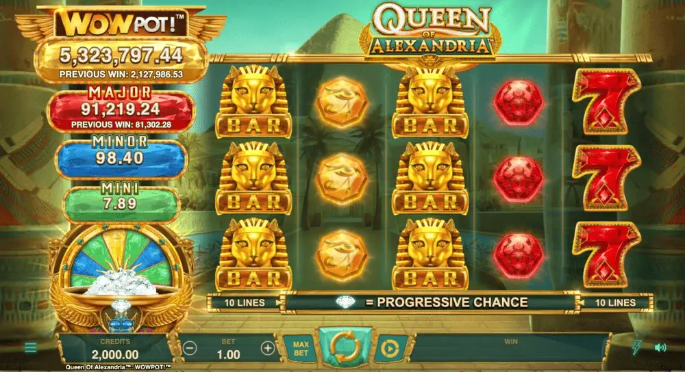 Queen of Alexandria WowPot spelplan