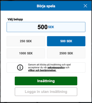 Registrering hos Kungaslottet Casino