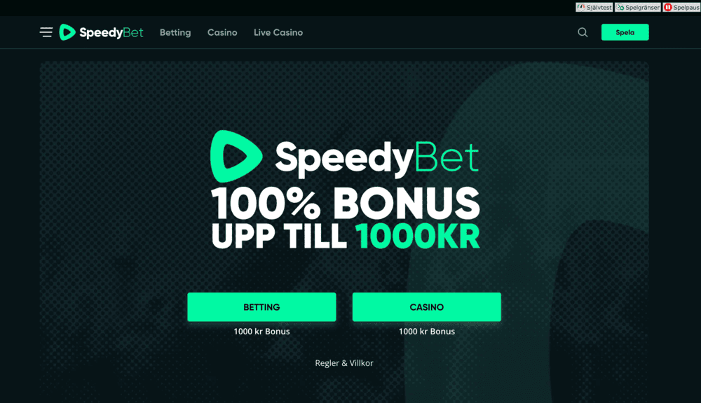 Speedybet startsida