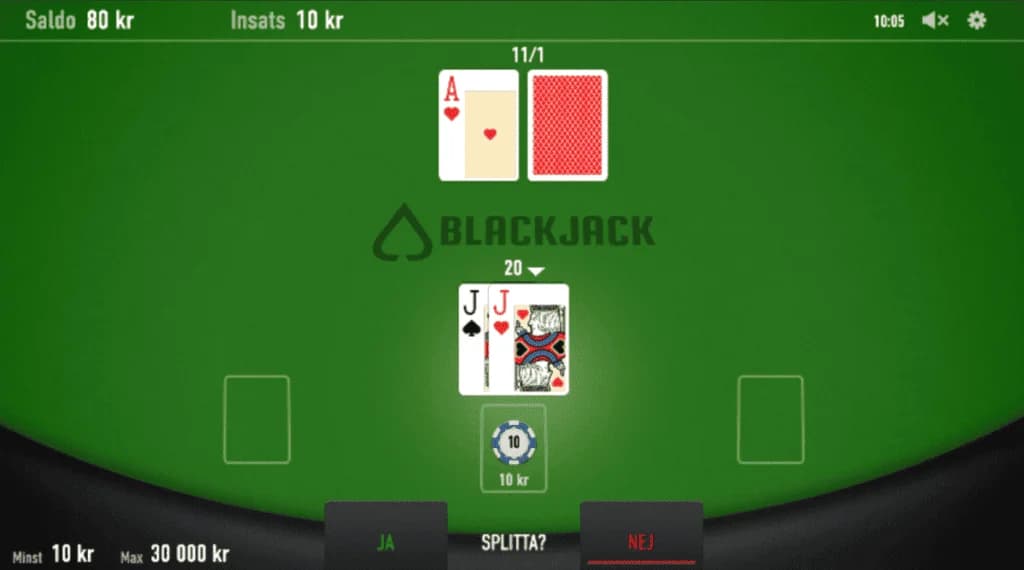 Splitta korten i Blackjack