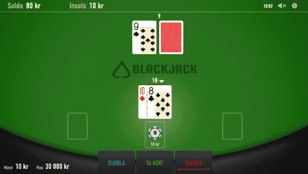 dealern delar ut korten i blackjack