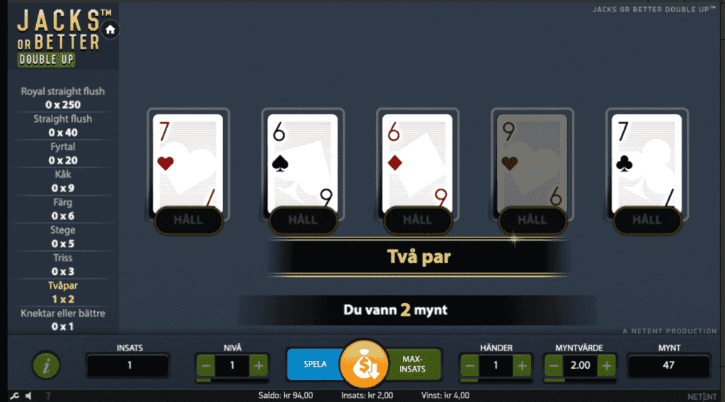 Blev det vinst eller inte i Videopoker