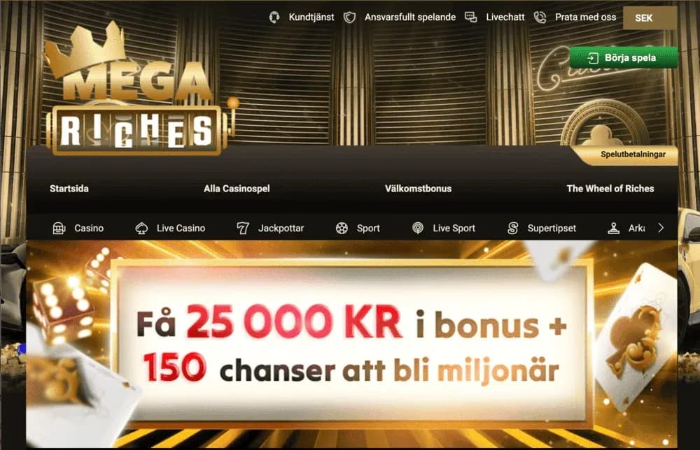 Välkomstbonus hos Megariches casino