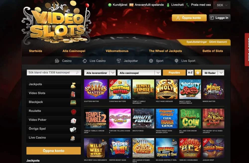 Videoslots spelutbud