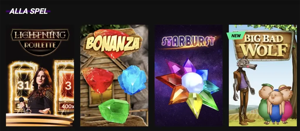 Betinia casino spelutbud