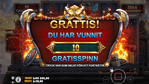 free spins aktiverat i fury of odin megaways