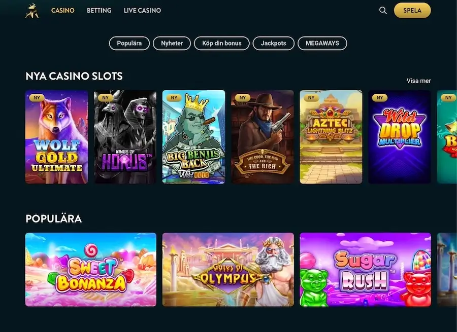 Spel hos Golden Bull casino