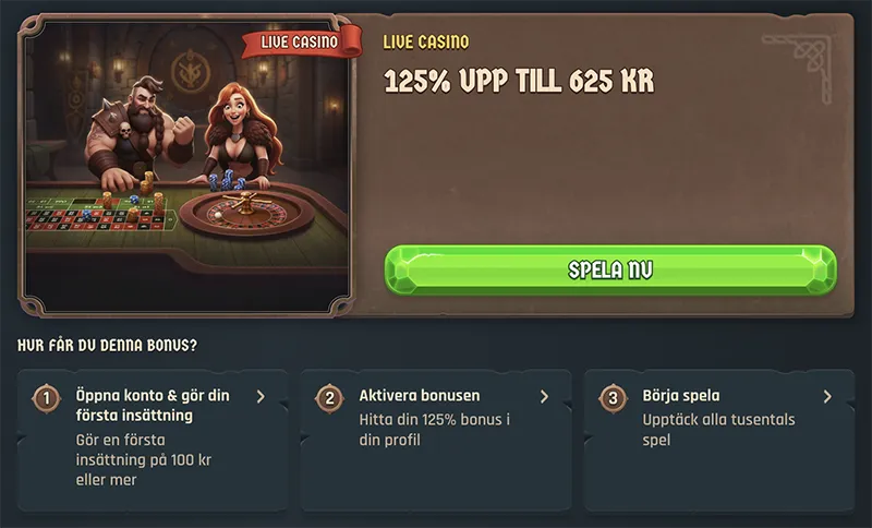 Lodur live casino bonus