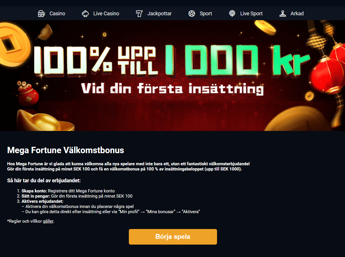 mega-fortune-välkomstbonus